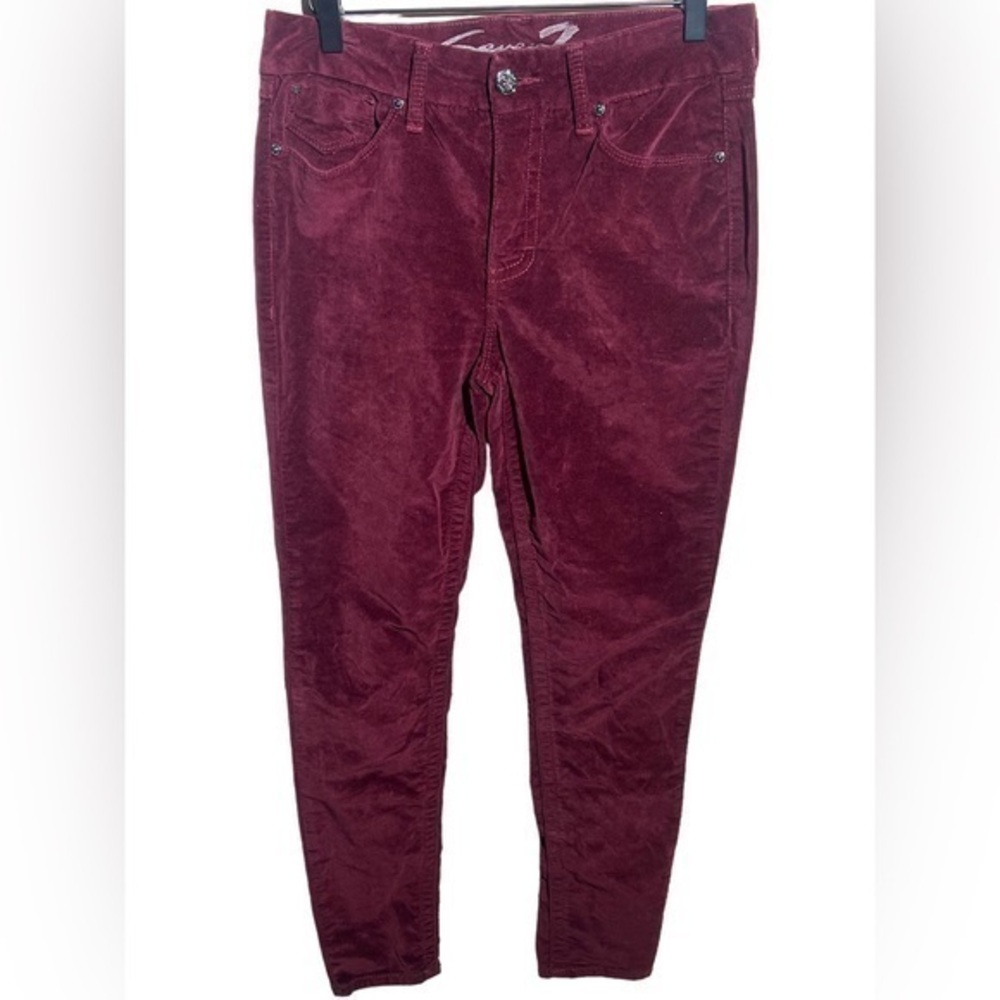 Seven7 women’s tummyless high rise skinny maroon corduroy pants size 8